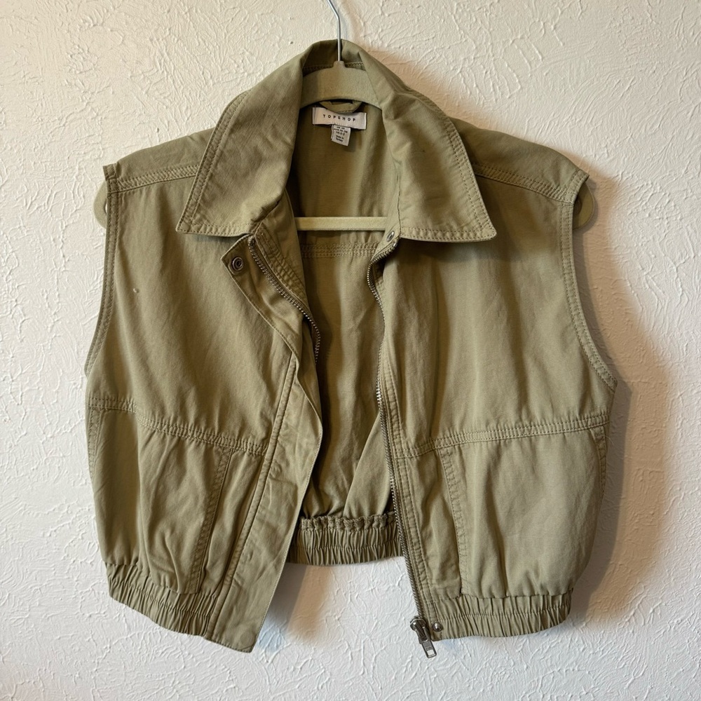 Topshop Khaki vip collared vest